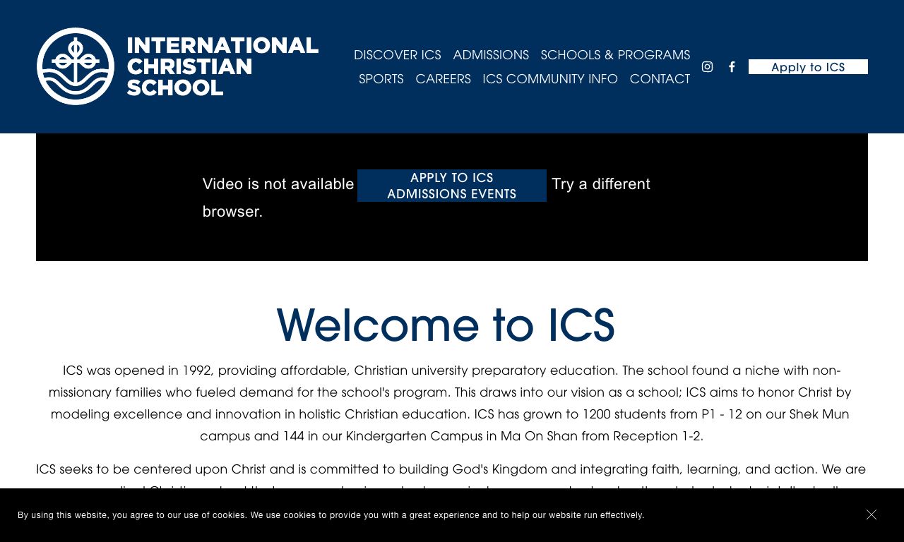 Screenshot of the Home Page of INTERNATIONAL CHRISTIAN SCHOOL - KINDERGARTEN